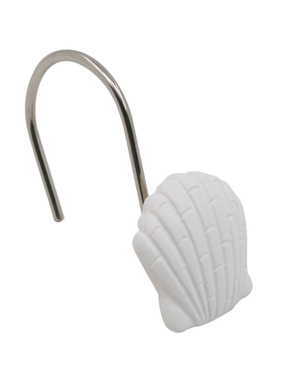 Set de 12 ganchos para cortina Conchas blanco