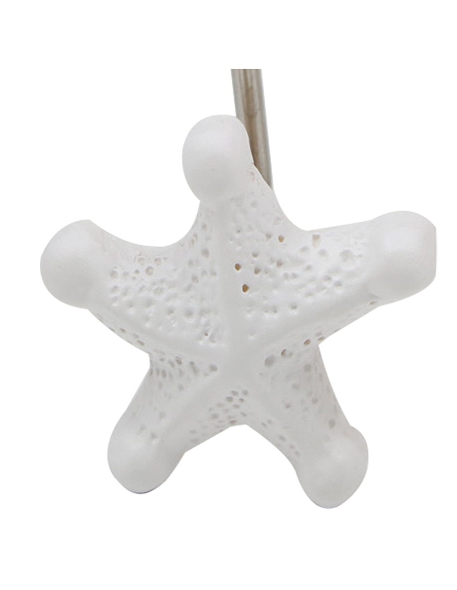 Set de 12 ganchos para cortina Conchas blanco