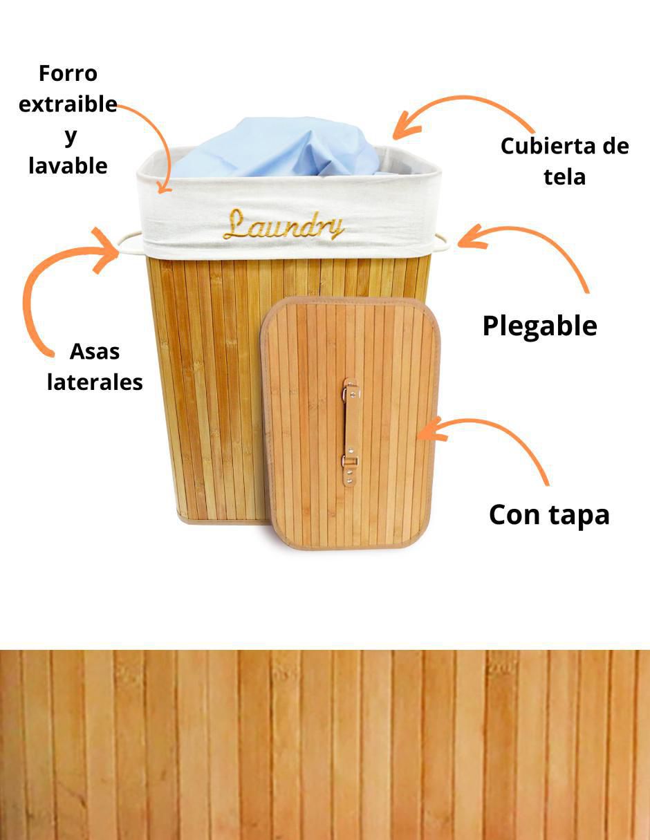 Cesto para ropa de bambú 8