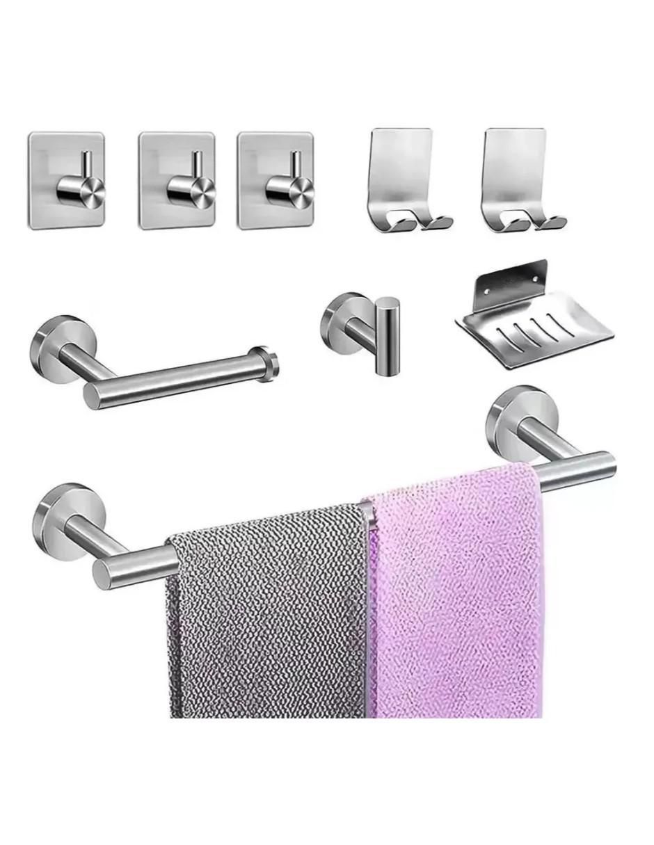 Juego de accesorios para baño de acero inoxidable 9 piezas 2