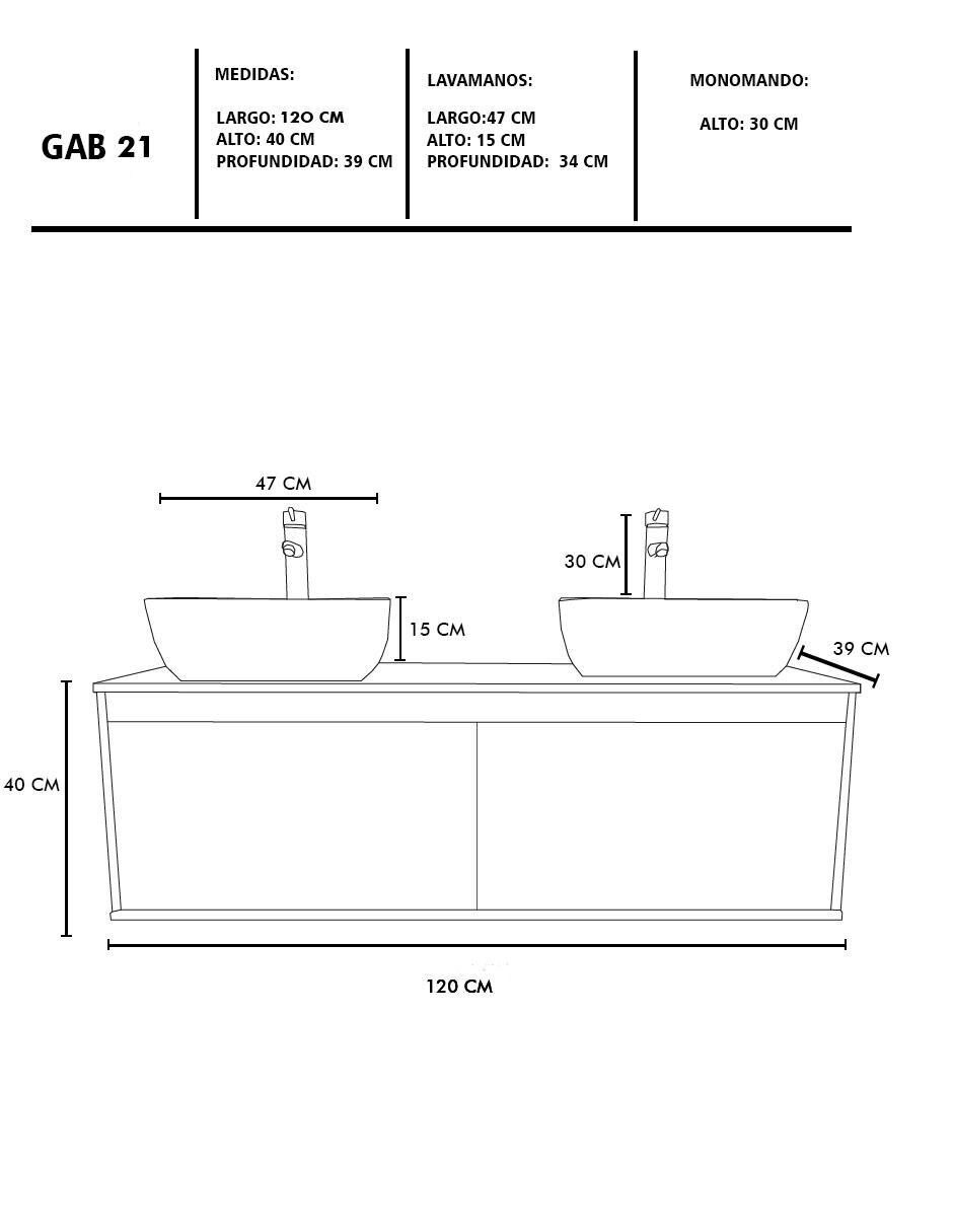 Mueble para baño Decomobil Anton de MDF armable