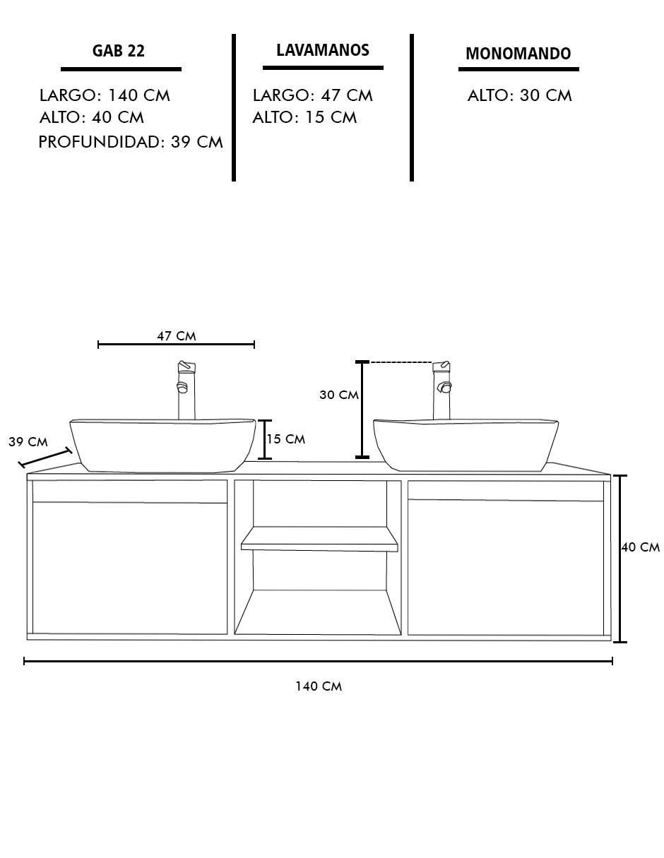 Mueble para baño Darcy de MDF armable 7