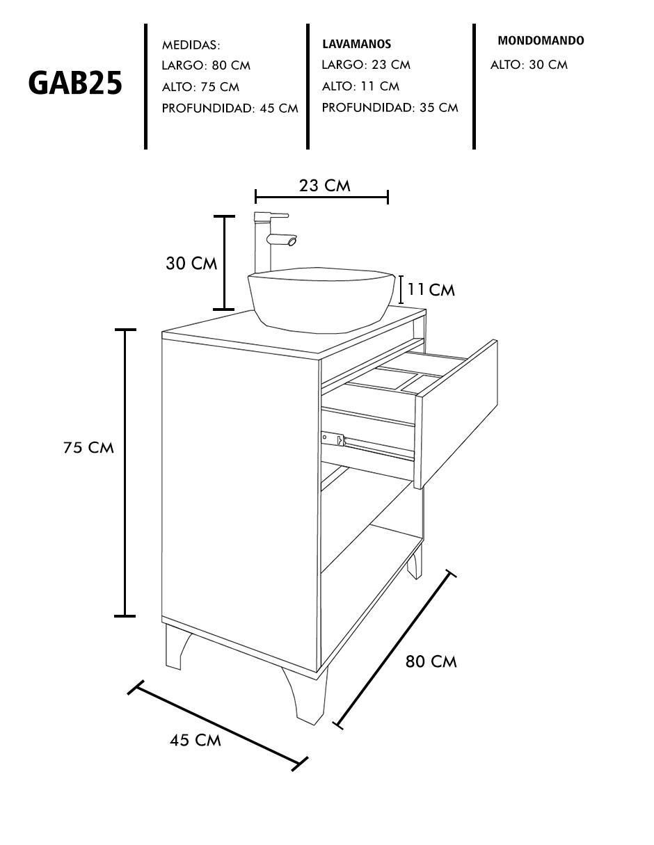 Mueble para baño Roy de MDF armable 7