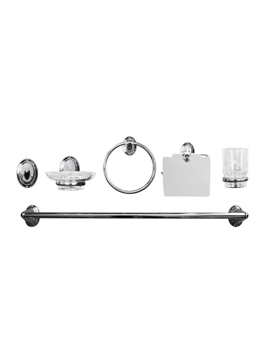 Juego de accesorios para baño de vidrio 6 piezas Juego de accesorios para baño de vidrio 6 piezas