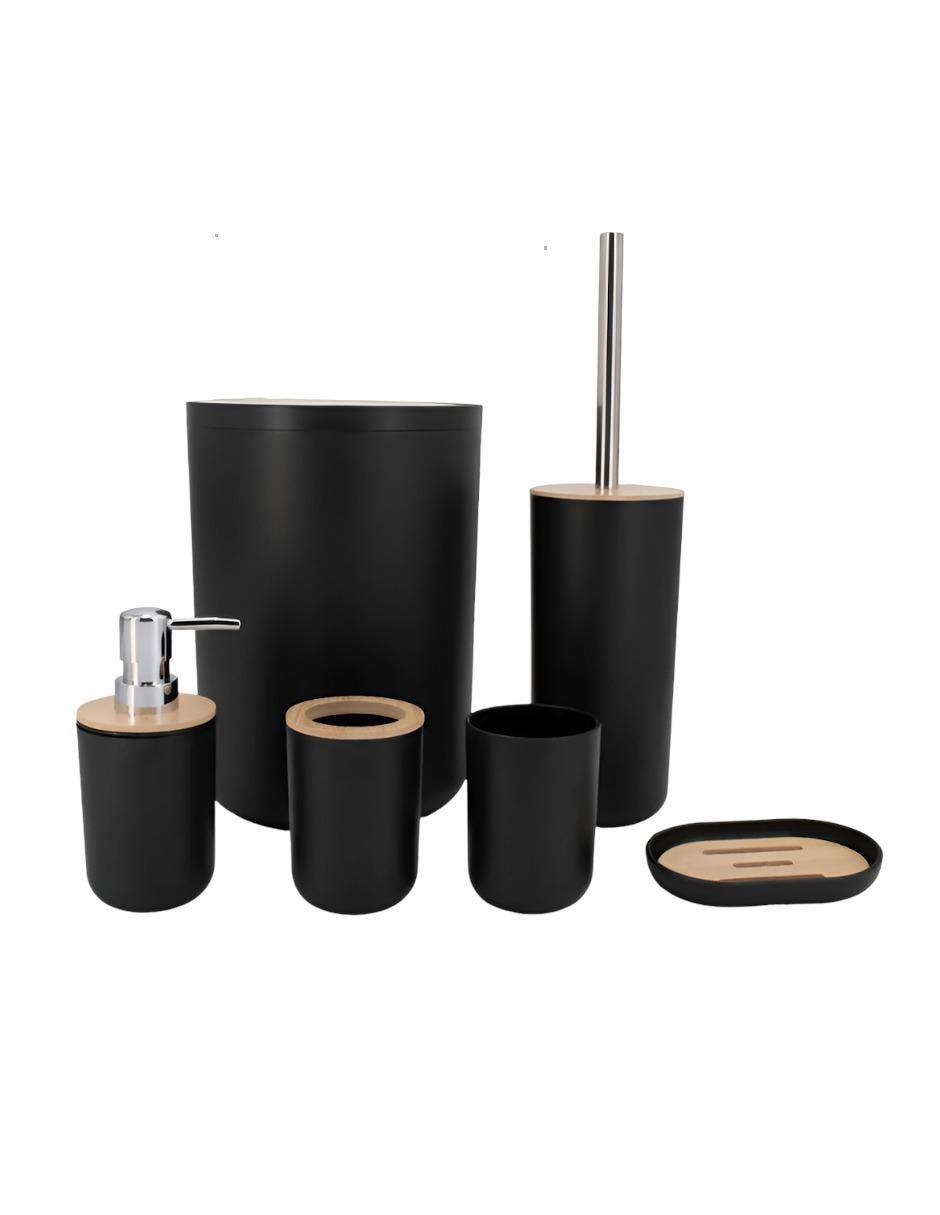 Juego de accesorios para baño de bambú 6 piezas Juego de accesorios para baño de bambú 6 piezas