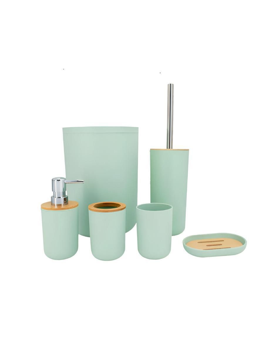 Juego de accesorios para baño de bambú 7 piezas
