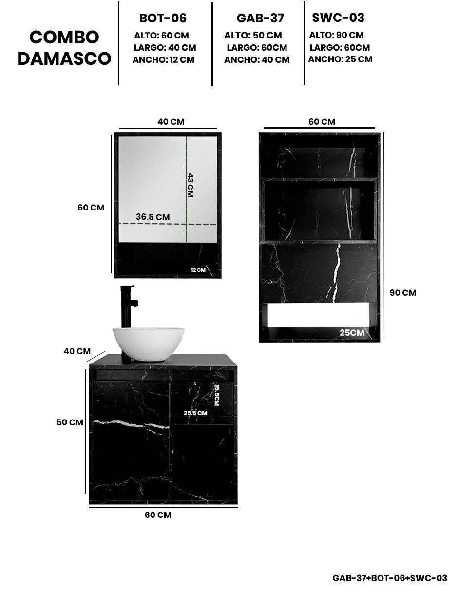 Mueble para baño armable Damasco melamina 6