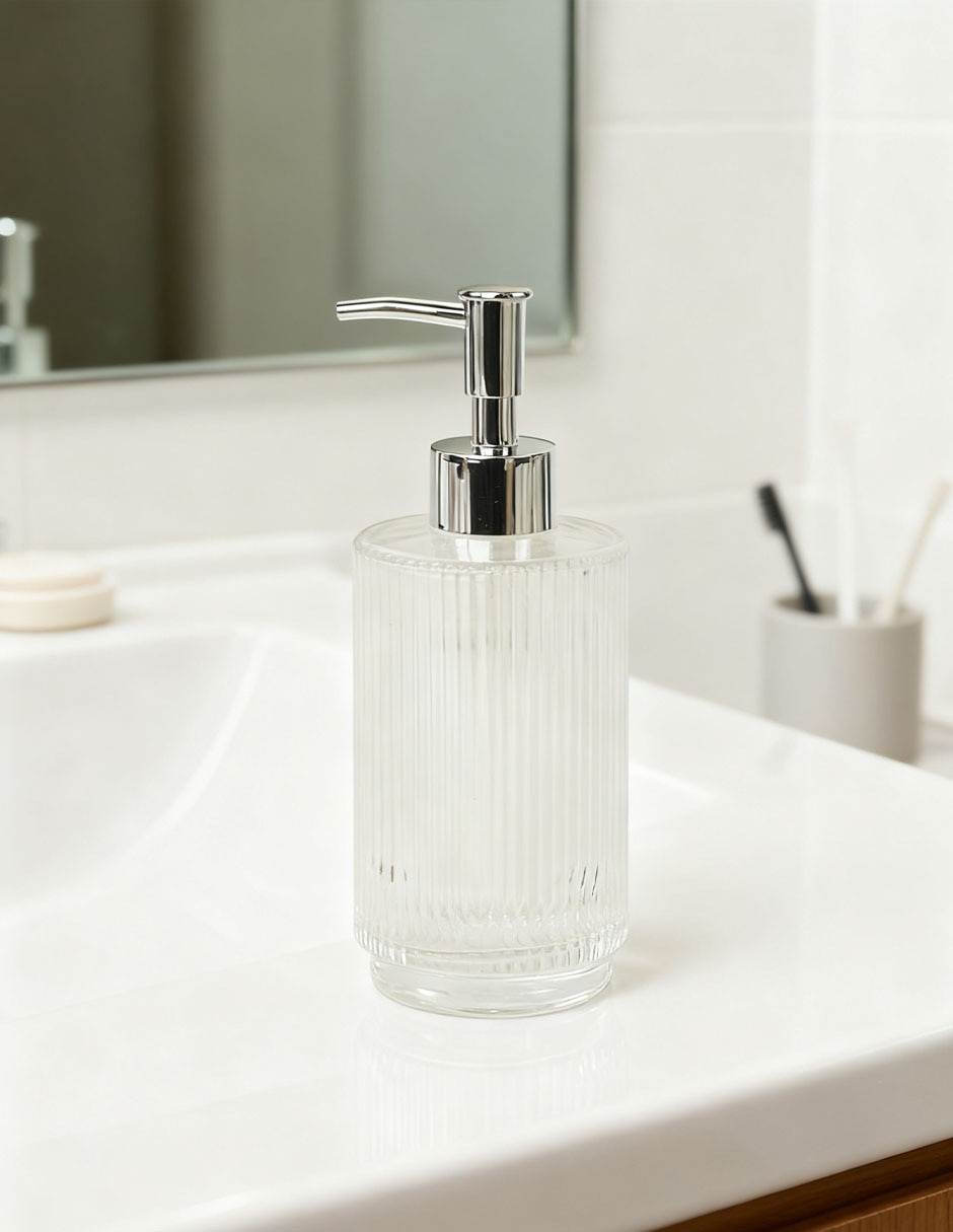 Dosificador jabon Haus Ribbed de vidrio