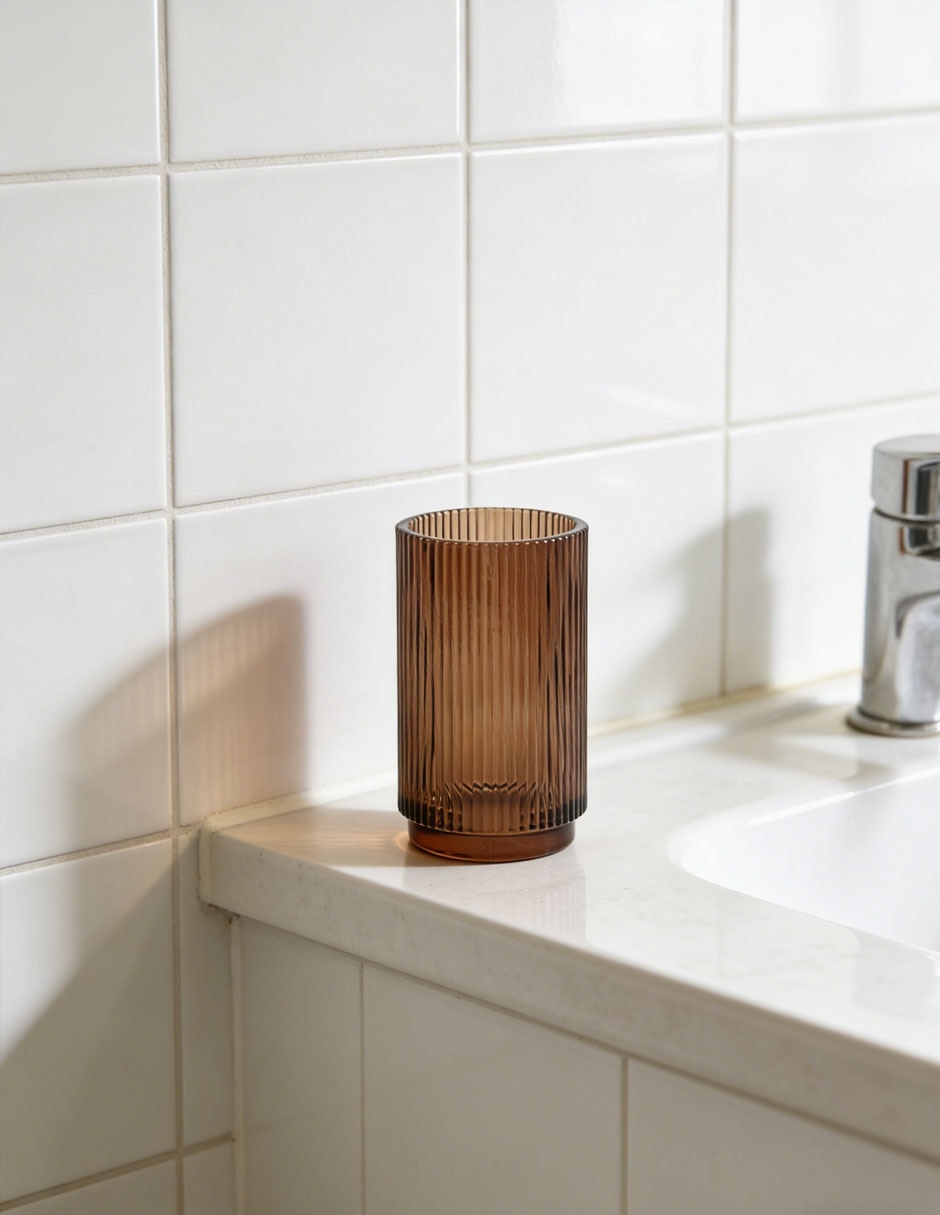 Vaso de baño Ribbed de vidrio