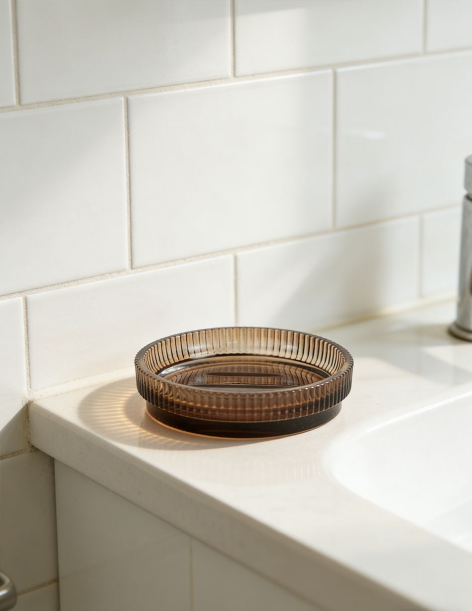 Jabonera Ribbed de vidrio