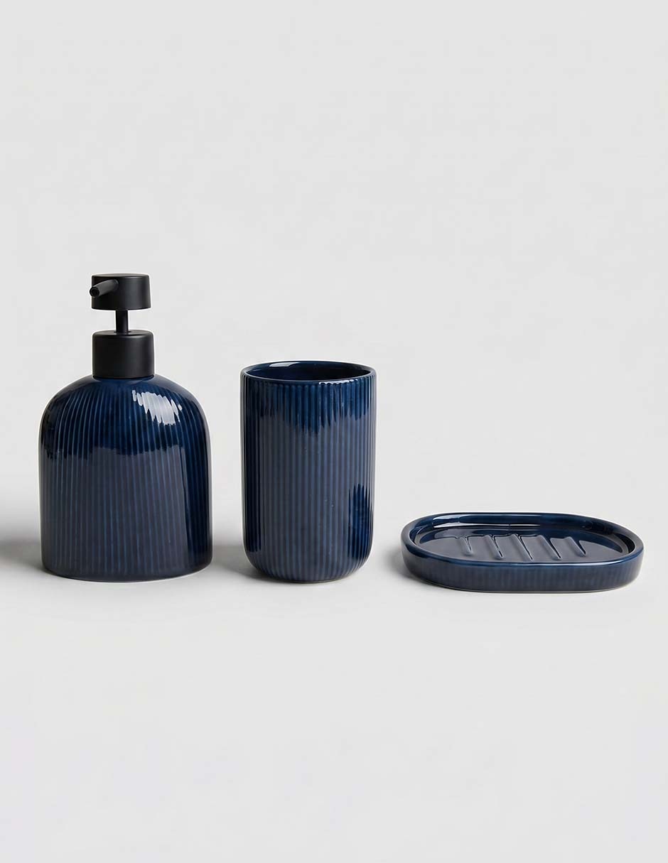 Juego de accesorios para baño Ribbed de cerámica 3 piezas
