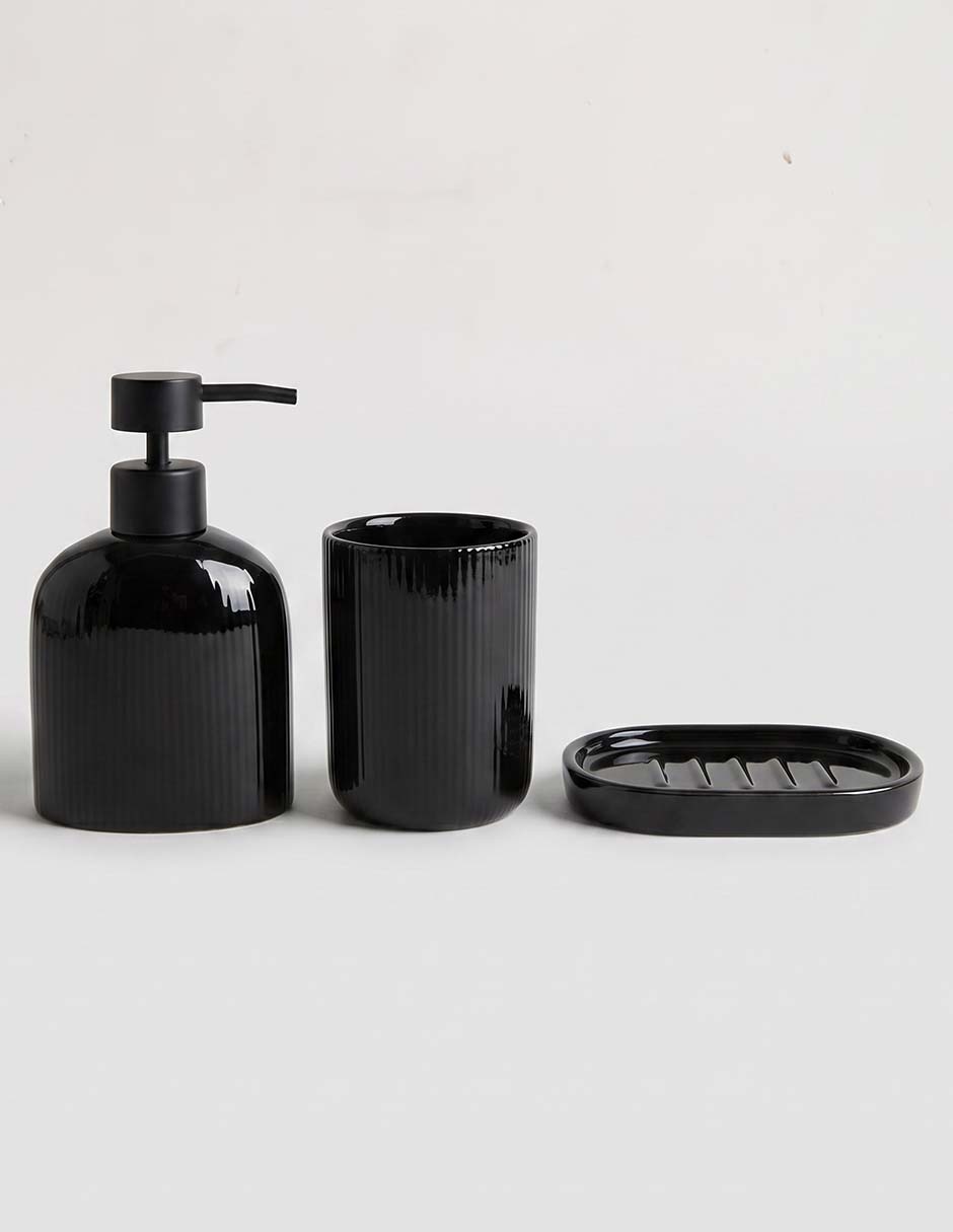 Juego de accesorios para baño Ribbed de cerámica 3 piezas 1
