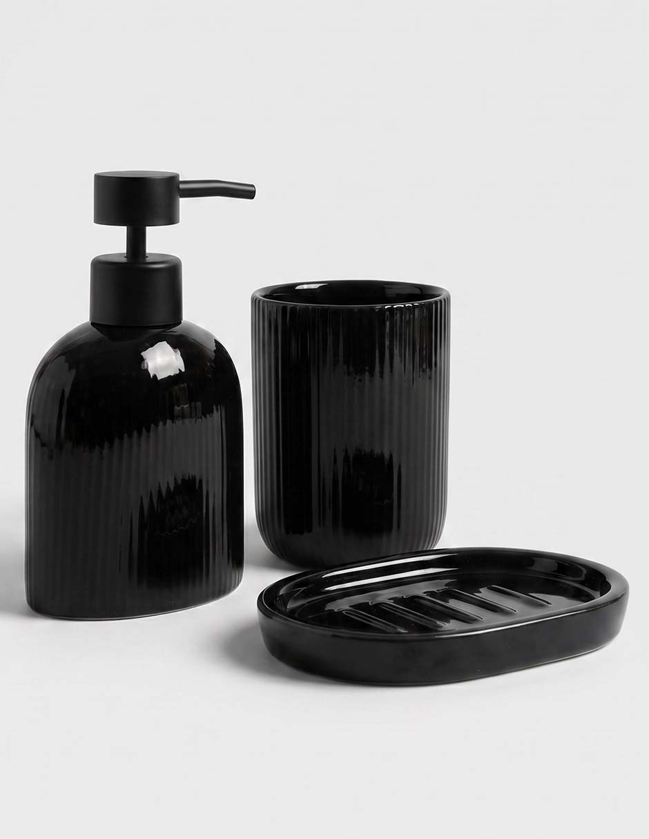 Juego de accesorios para baño Ribbed de cerámica 3 piezas 3