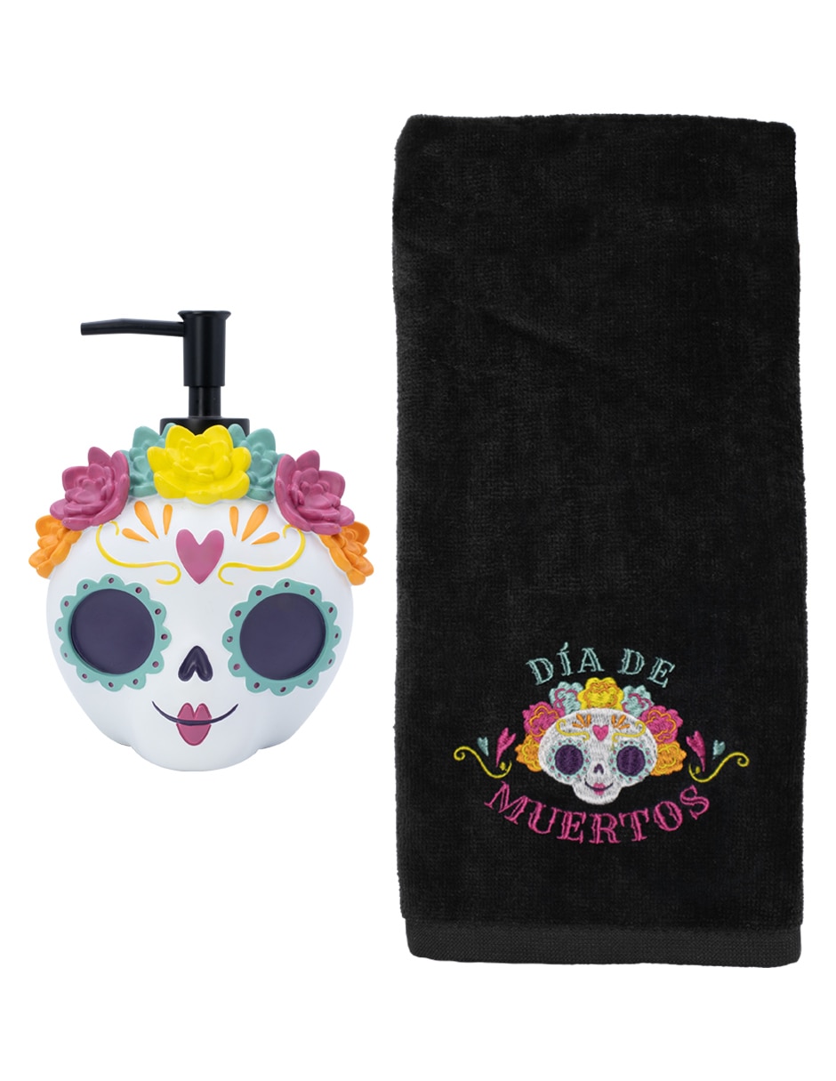 Juego de accesorios para baño Catrina día de muertos de resina 2 piezas 1