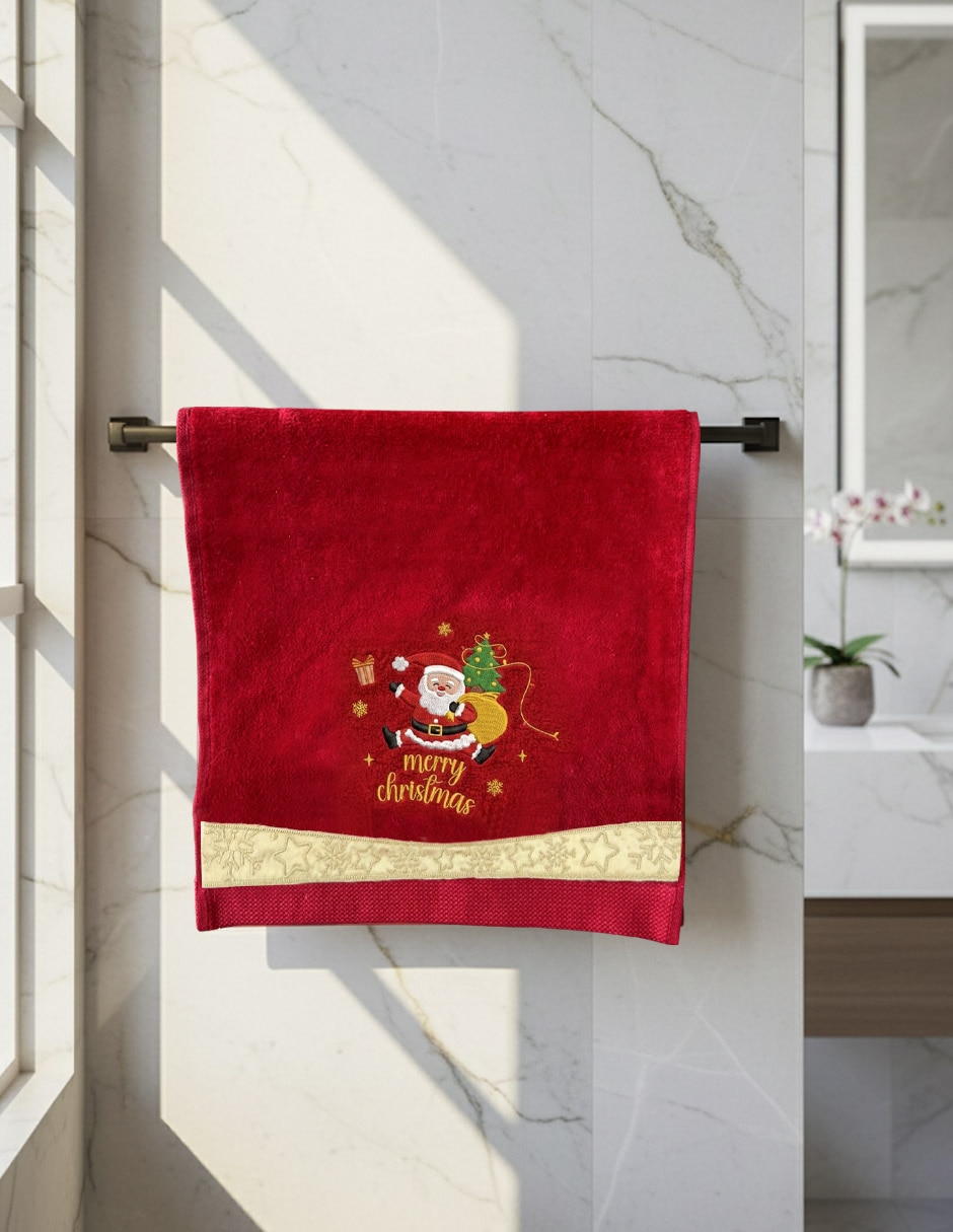 Toalla de baño navideña Raya Classic Santa de algodón 2