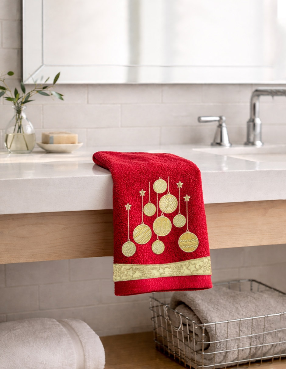 Toalla de baño navideña Raya Esferas de algodón 2