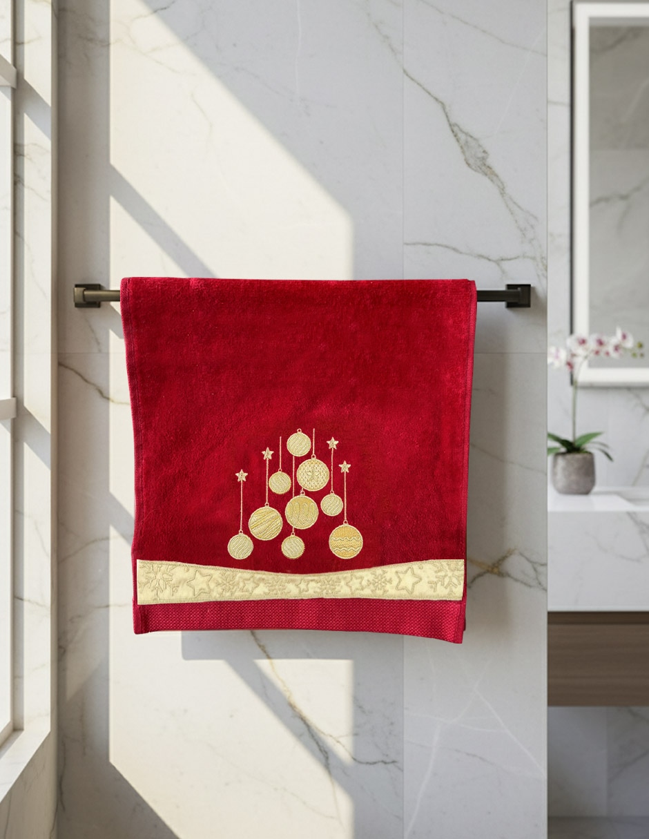 Toalla de baño navideña Raya Esferas de algodón 3