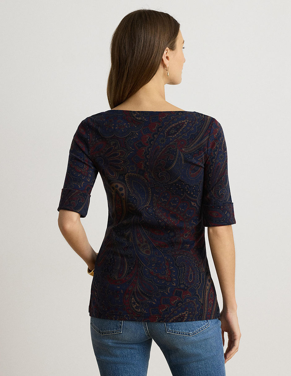 Playera manga al codo cuello redondo para mujer 3