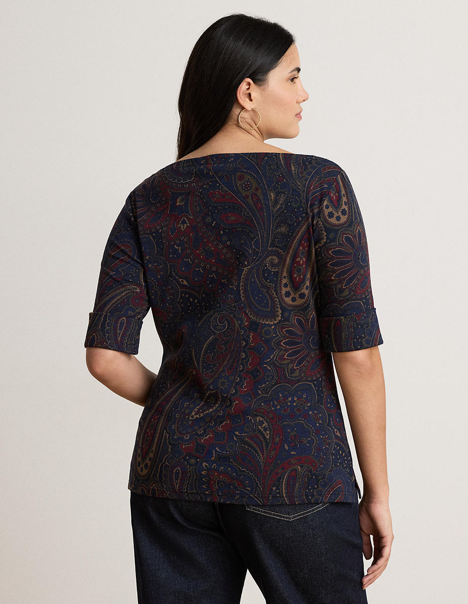 Playera manga al codo cuello redondo para mujer 10