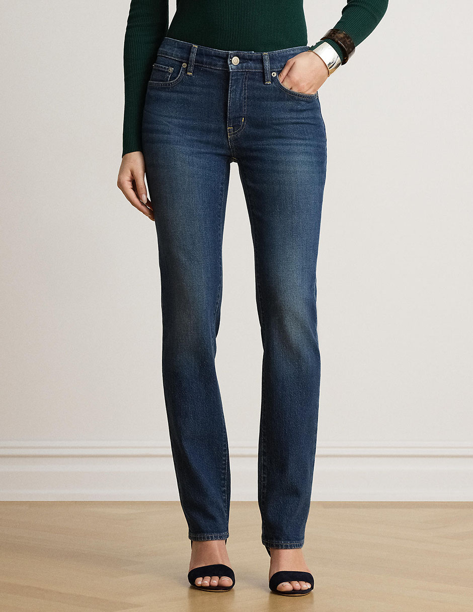 Jeans straight a la cintura para mujer