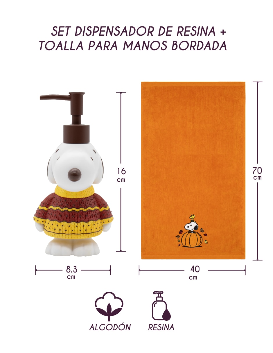 Kit jabonera Home Acces Snoopy Harvest de resina 3