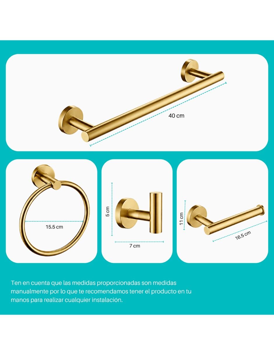 Juego de accesorios para baño de acero inoxidable 4 piezas 5