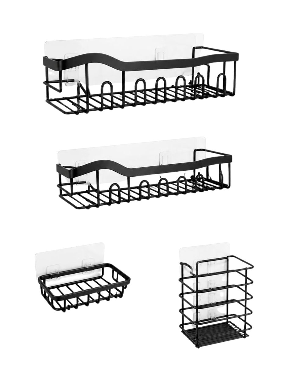 Organizador de baño paquete de 5 estantes para regadera con adhesivos